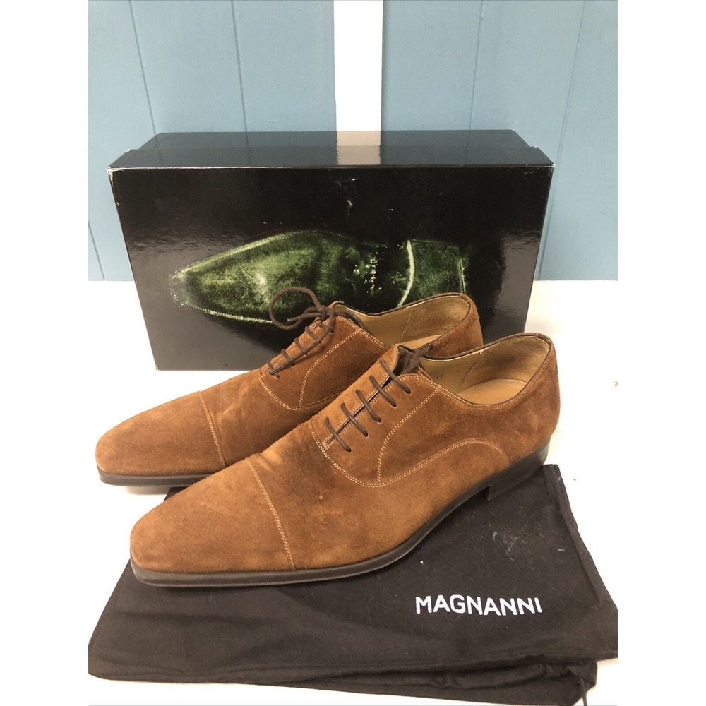 Magnanni Camel Brown lace up Cap Toe Oxford Suede Shoes Men's Size 11